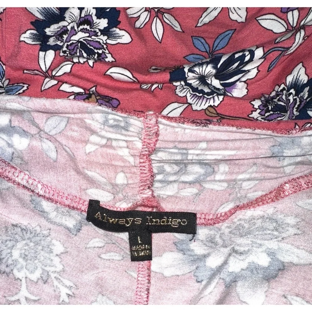 Always Indigo Pink Floral Print Short Sleeve Open shawl